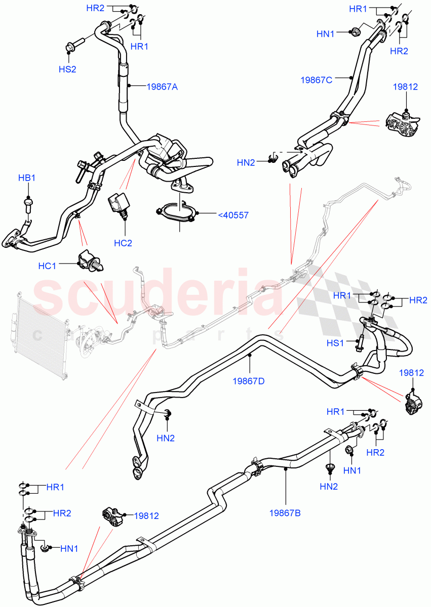 Air Conditioning Condensr/Compressr(Front / Rear, Solihull Plant Build)(Premium Air Conditioning-Front/Rear)((V)FROMKA000001) of Land Rover Land Rover Discovery 5 (2017+) [3.0 I6 Turbo Petrol AJ20P6]