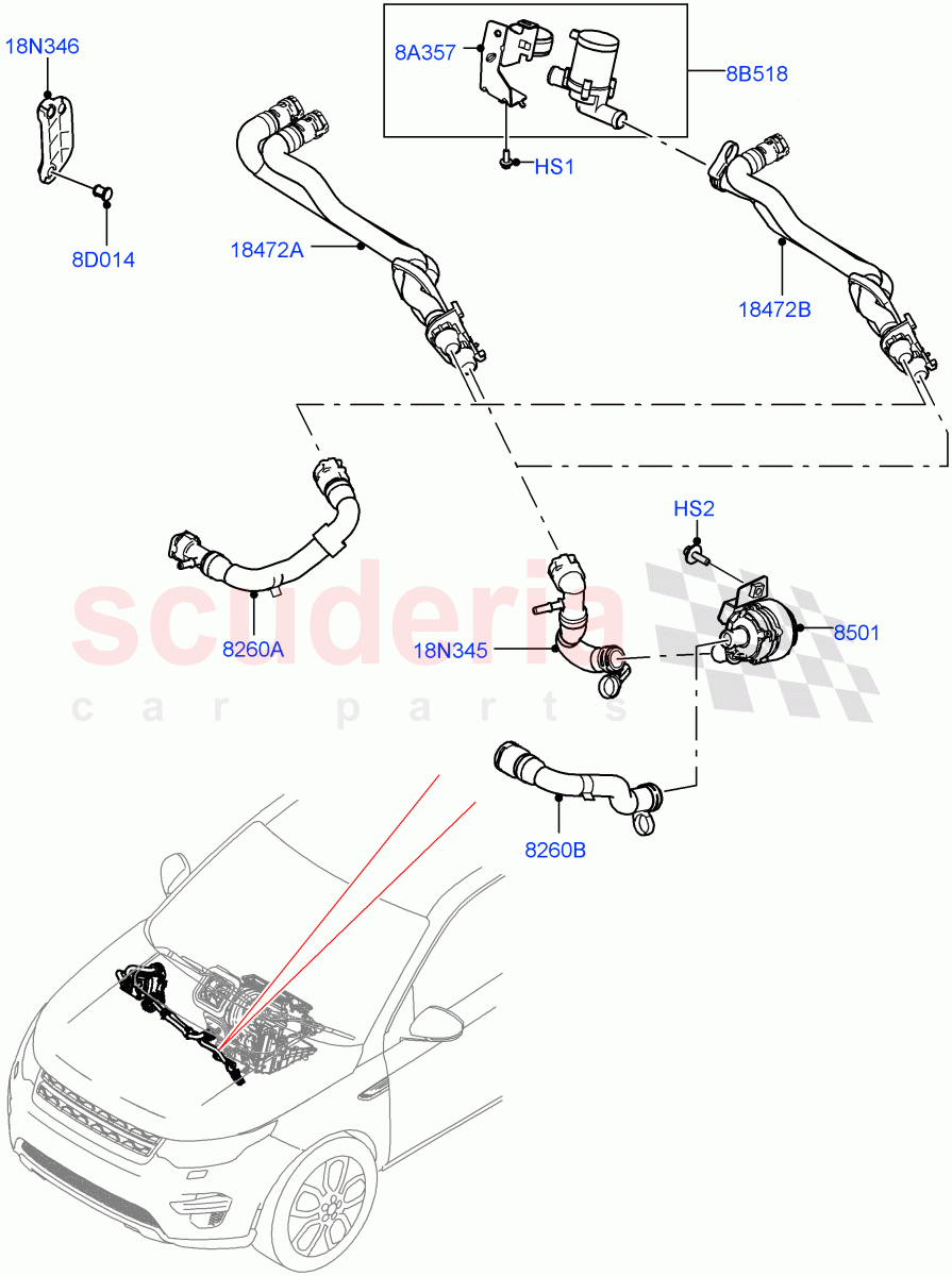 Heater Hoses (2.0L AJ21D4 Diesel Mid, Halewood (UK), 2.0L AJ21D4 Diesel High) ((V) FROMMH000001) of Land Rover Land Rover Discovery Sport (2015+) [2.0 Turbo Petrol GTDI]