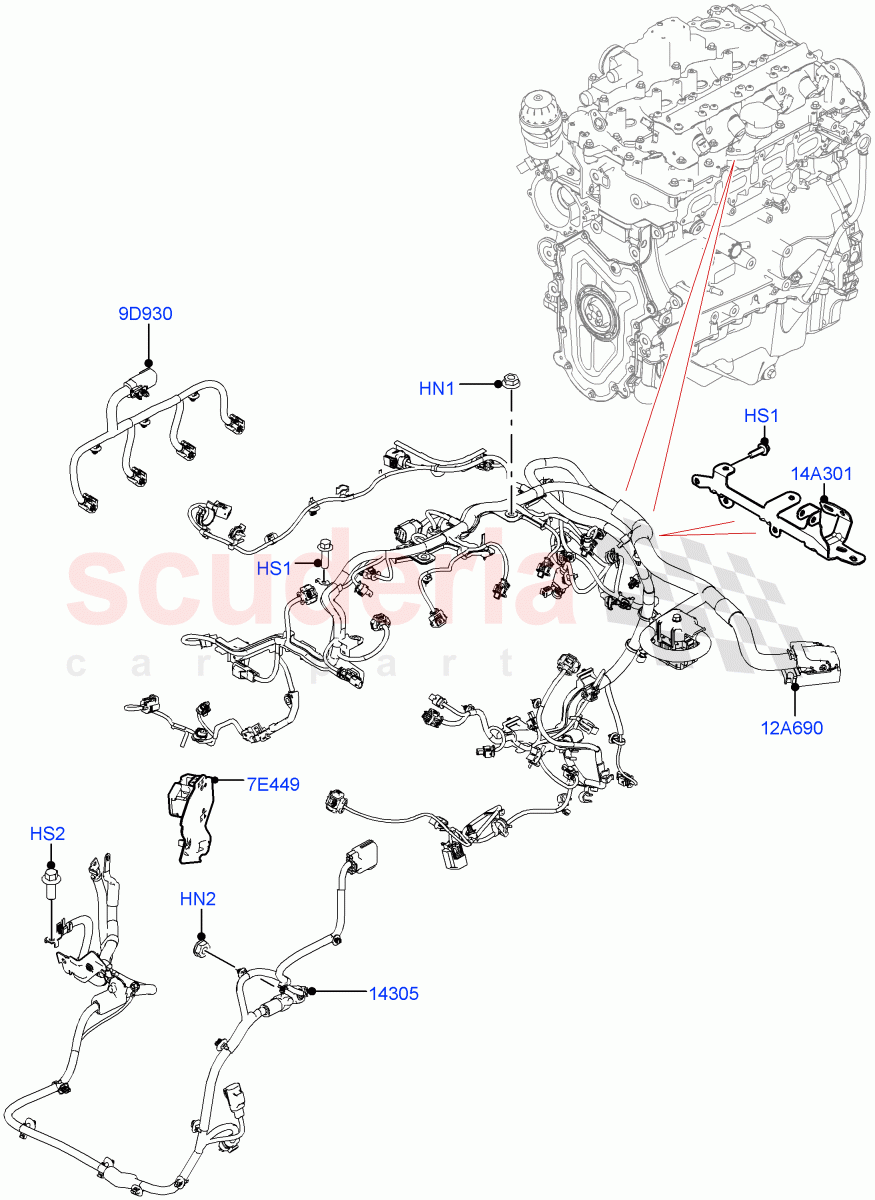 Electrical Wiring - Engine And Dash(2.0L AJ200P Hi PHEV)((V)FROMJA000001) of Land Rover Land Rover Range Rover Sport (2014+) [2.0 Turbo Petrol GTDI]