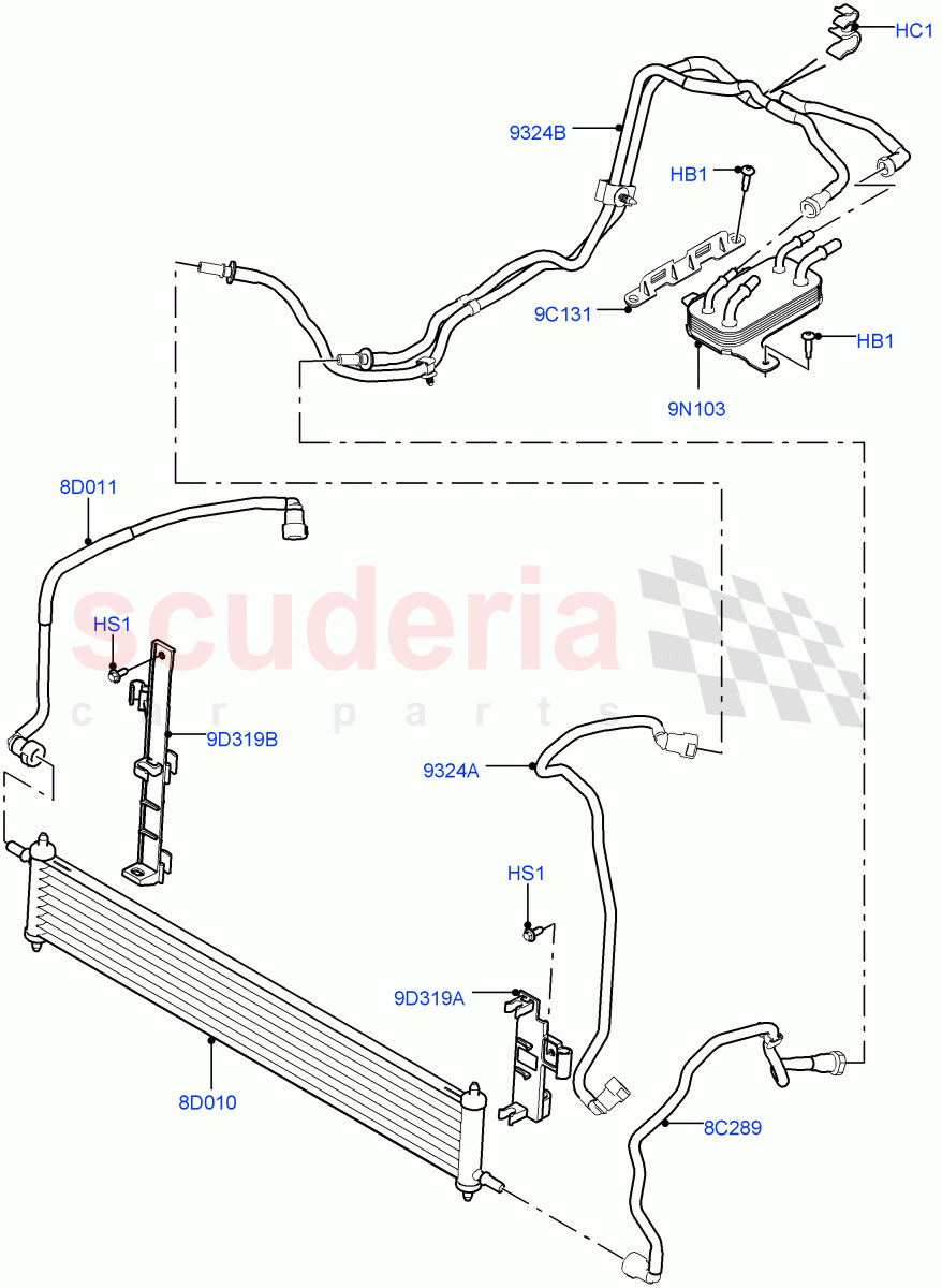 Fuel Cooler Assembly(3.0 V6 D Gen2 Mono Turbo,8 Speed Auto Trans ZF 8HP70 4WD,3.0 V6 D Gen2 Twin Turbo)((V)FROMFA000001,(V)TOGA999999) of Land Rover Land Rover Range Rover (2012-2021) [3.0 Diesel 24V DOHC TC]