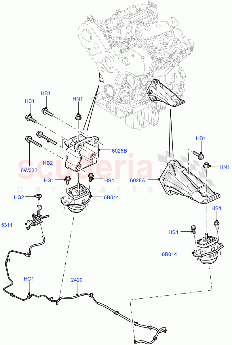 Engine Mounting (3.0 V6 Diesel) ((V) FROMAA000001) of Land Rover Land Rover Discovery 4 (2010-2016) [3.0 Diesel 24V DOHC TC]
