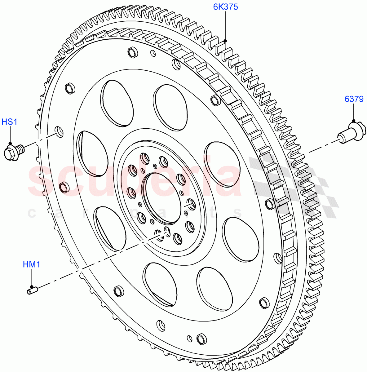 Flywheel(5.0L OHC SGDI SC V8 Petrol - AJ133,5.0 Petrol AJ133 DOHC CDA,5.0L P AJ133 DOHC CDA S/C Enhanced) of Land Rover Land Rover Range Rover (2012-2021) [5.0 OHC SGDI SC V8 Petrol]