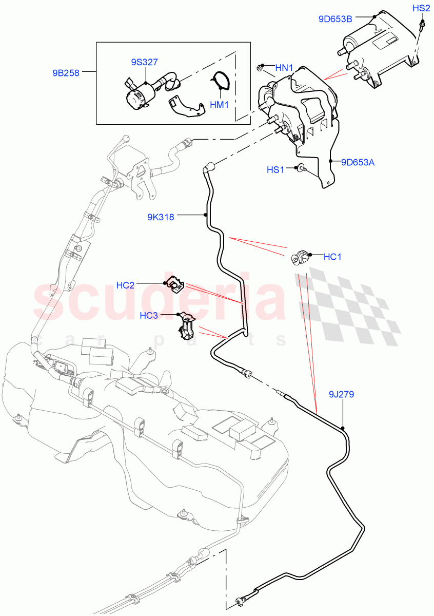 Carbon Canister(2.0L I4 Mid DOHC AJ200 Petrol,Pet Tank W/O Leak Det - Std Filter)((V)FROMMA000001) of Land Rover Land Rover Range Rover Velar (2017+) [2.0 Turbo Petrol AJ200P]