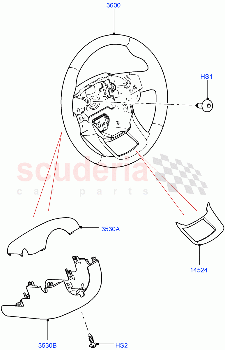 Steering Wheel ((V) TOLA999999) of Land Rover Land Rover Range Rover Velar (2017+) [3.0 I6 Turbo Petrol AJ20P6]