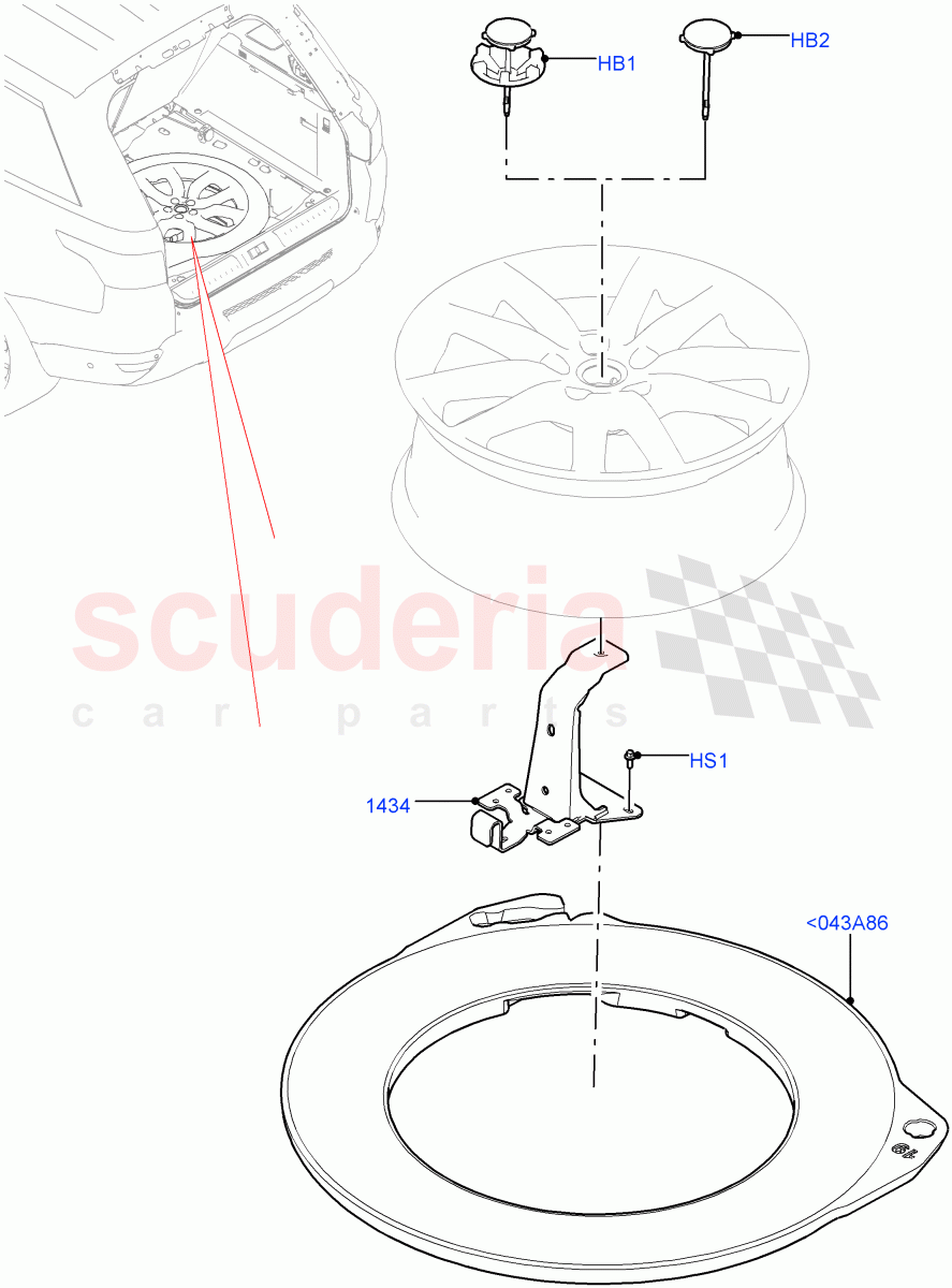 Spare Wheel Carrier(With 5 Seat Configuration)((V)FROMJA000001) of Land Rover Land Rover Range Rover Sport (2014+) [3.0 I6 Turbo Petrol AJ20P6]