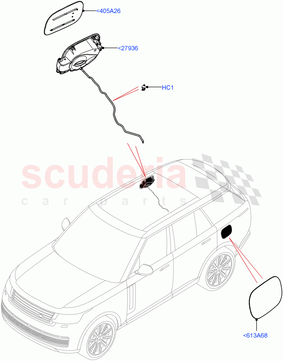 Fuel Tank Filler Door And Controls of Land Rover Land Rover Range Rover (2022+) [4.4 V8 Turbo Petrol NC10]