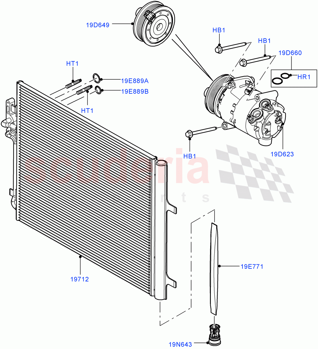 Air Conditioning Condensr/Compressr (2.2L CR DI 16V Diesel, Halewood (UK)) of Land Rover Land Rover Range Rover Evoque (2012-2018) [2.0 Turbo Diesel]
