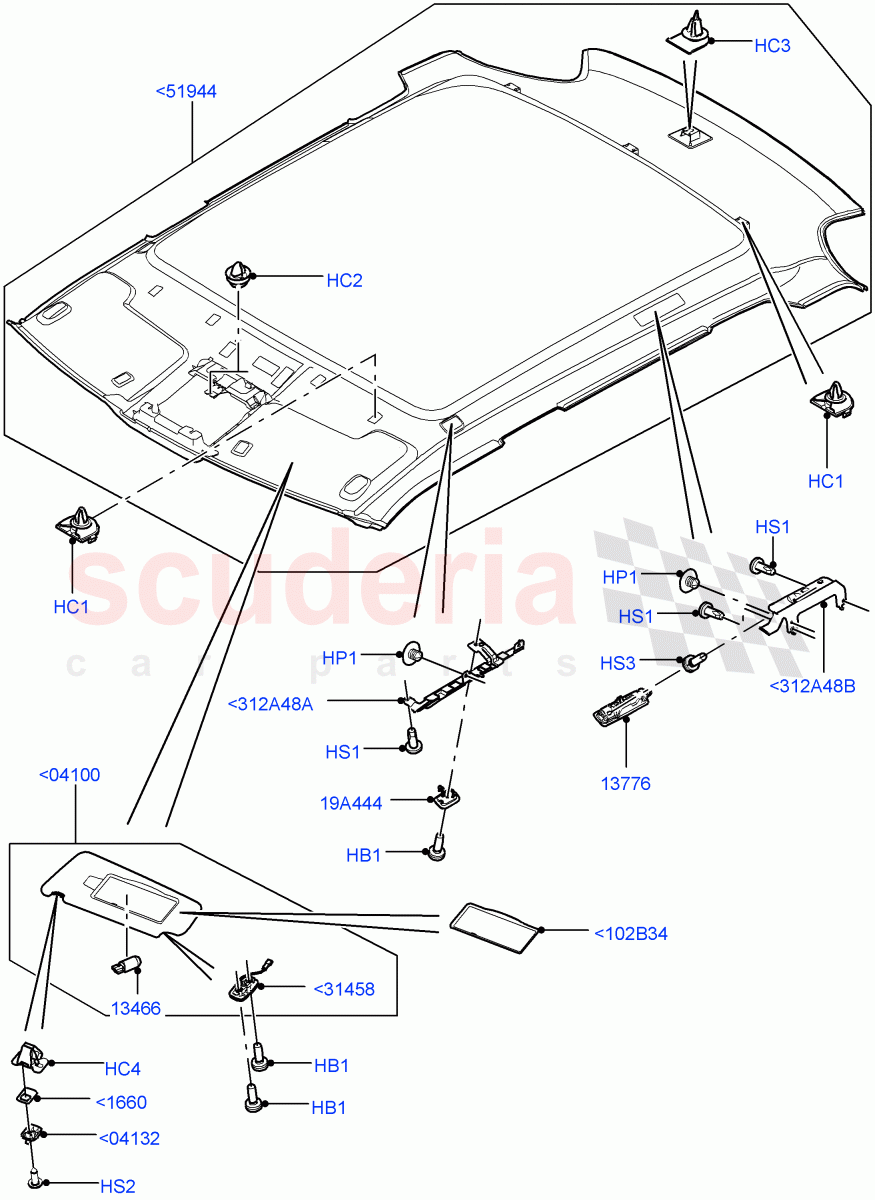 Headlining And Sun Visors(Itatiaia (Brazil))((V)FROMGT000001) of Land Rover Land Rover Range Rover Evoque (2012-2018) [2.0 Turbo Petrol AJ200P]