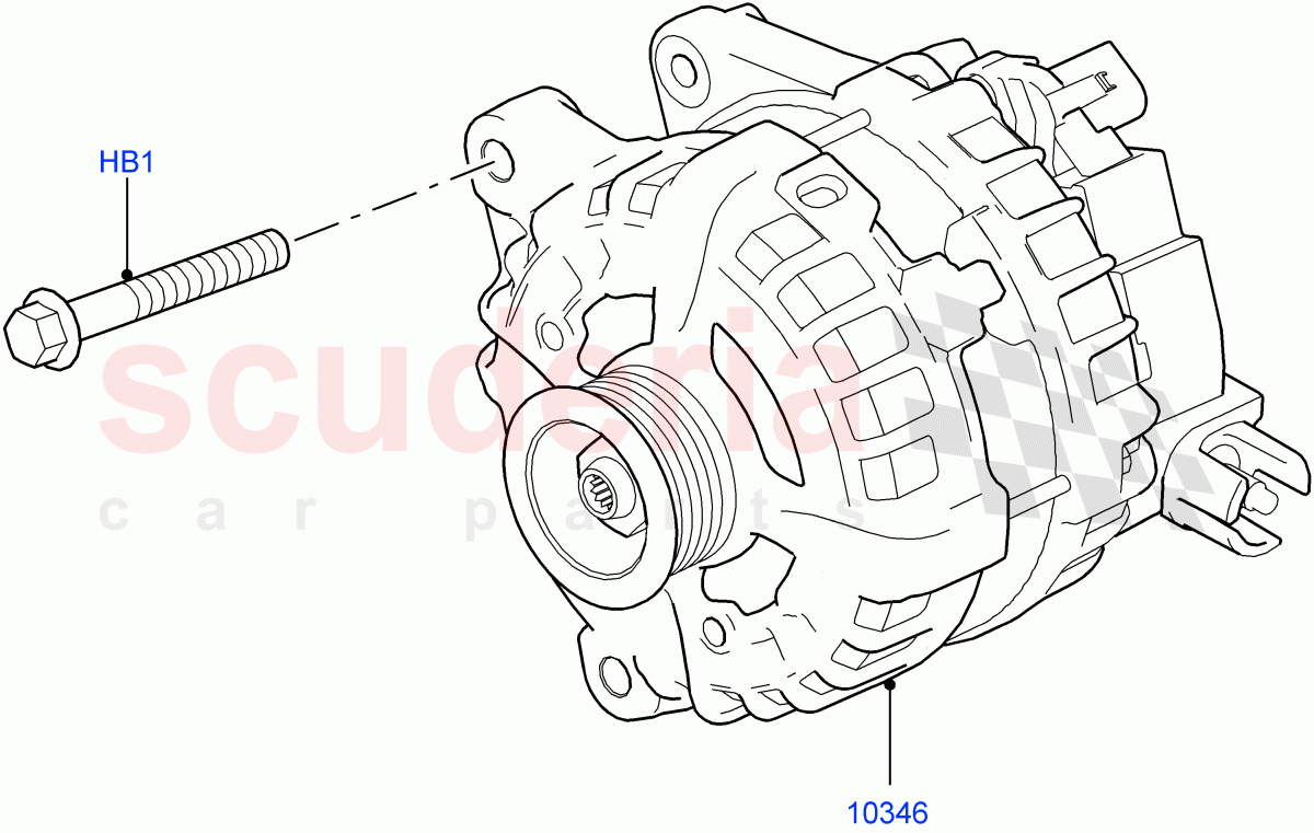 Alternator And Mountings(Solihull Plant Build)(2.0L I4 DSL MID DOHC AJ200,2.0L I4 High DOHC AJ200 Petrol,2.0L I4 DSL HIGH DOHC AJ200)((V)FROMHA000001) of Land Rover Land Rover Discovery 5 (2017+) [3.0 I6 Turbo Petrol AJ20P6]