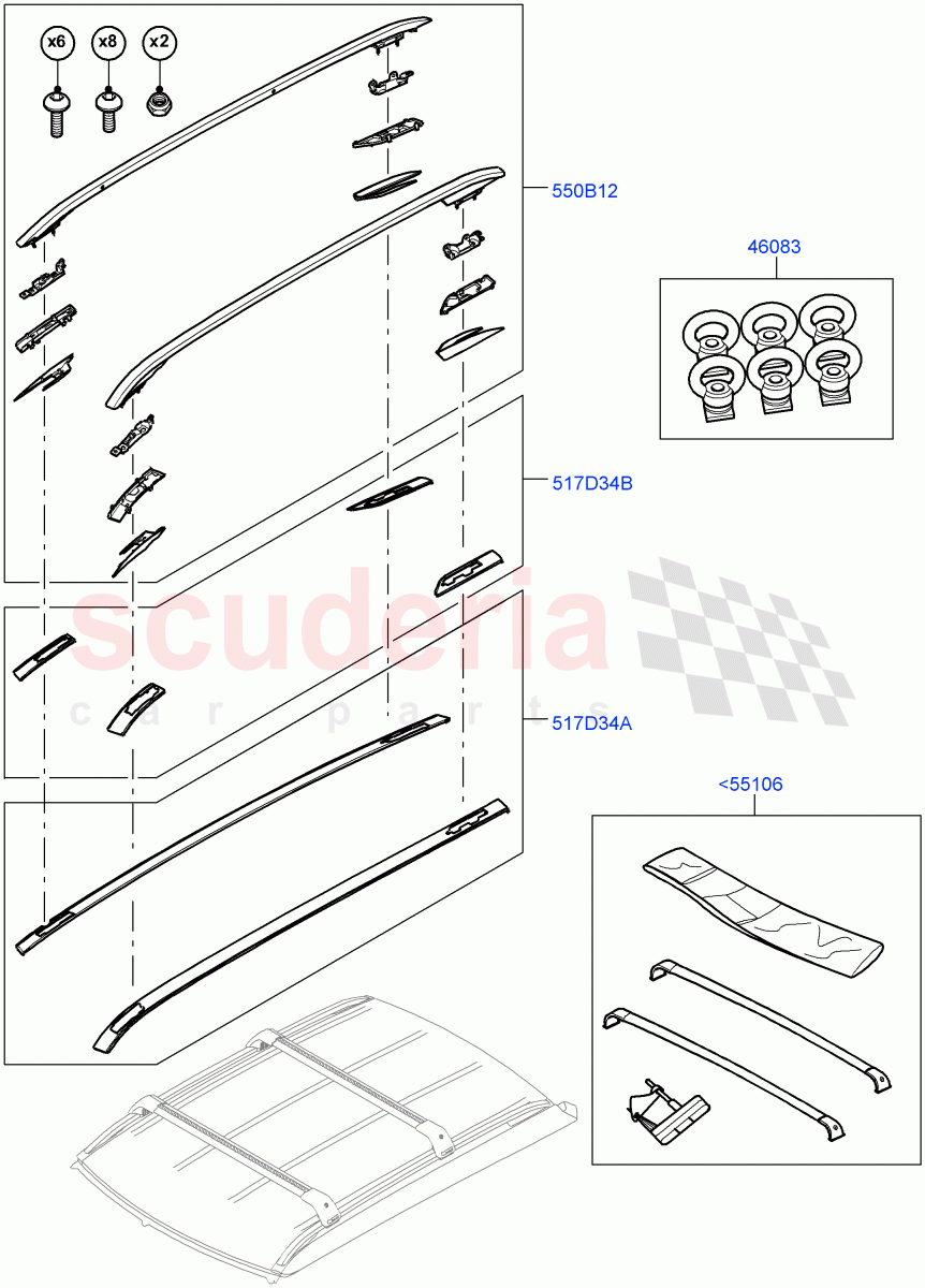 Roof Rails & Crossbars(Accessory)(Halewood (UK),Itatiaia (Brazil)) of Land Rover Land Rover Range Rover Evoque (2012-2018) [2.0 Turbo Diesel]