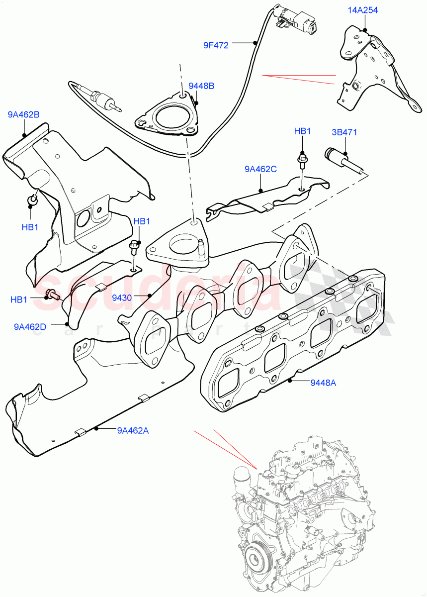 Exhaust Manifold (Nitra Plant Build) (2.0L I4 DSL MID DOHC AJ200) ((V) FROMK2000001) of Land Rover Land Rover Discovery 5 (2017+) [2.0 Turbo Diesel]