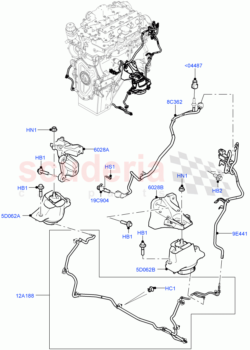 Engine Mounting(2.0L I4 Mid DOHC AJ200 Petrol)((V)FROMMA000001) of Land Rover Land Rover Range Rover Velar (2017+) [3.0 I6 Turbo Petrol AJ20P6]