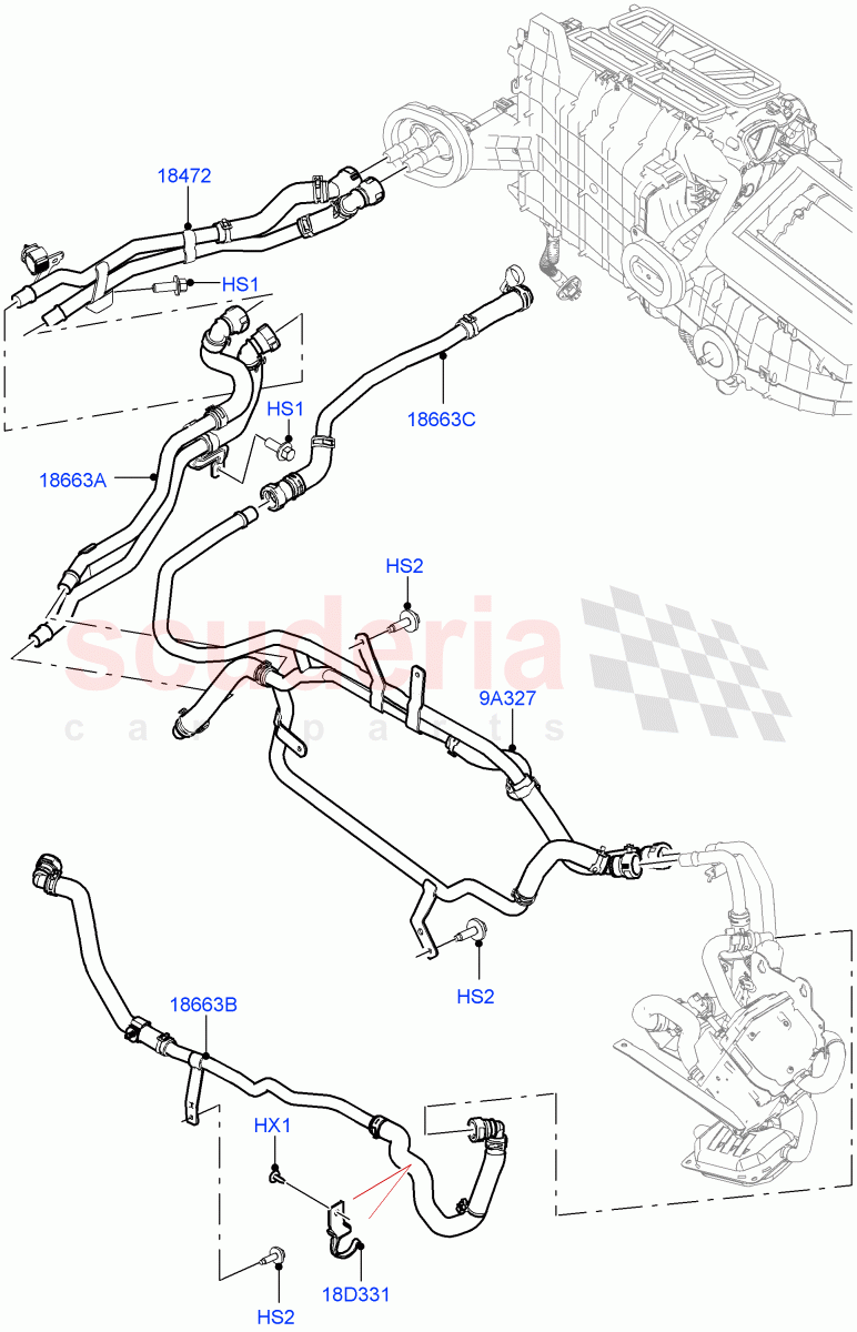 Heater Hoses(3.0 V6 D Gen2 Twin Turbo,Fuel Heater W/Pk Heat With Remote) of Land Rover Land Rover Range Rover Velar (2017+) [3.0 Diesel 24V DOHC TC]