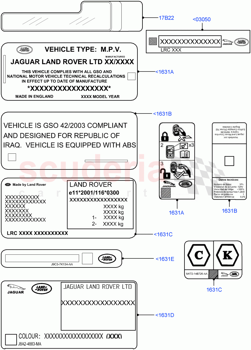 Labels (Information) (Itatiaia (Brazil)) of Land Rover Land Rover Range Rover Evoque (2019+) [1.5 I3 Turbo Petrol AJ20P3]