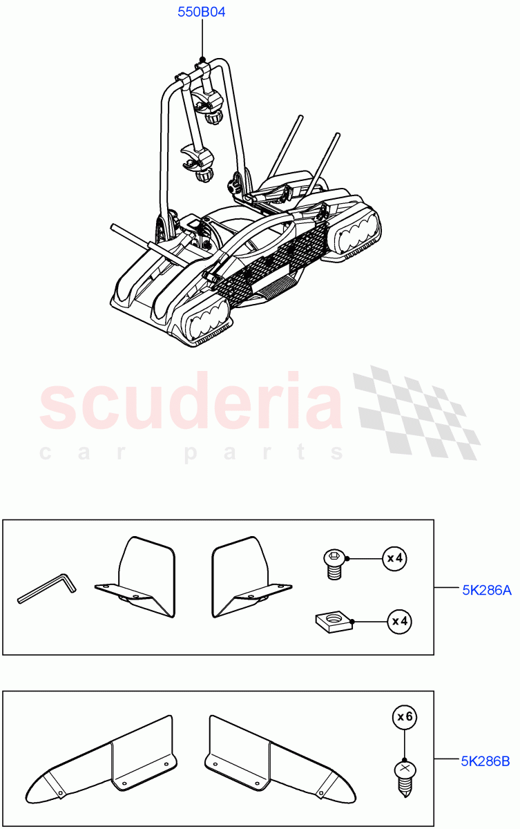 Carriers & Boxes(Accessory, Bike Carriers)(Halewood (UK),Itatiaia (Brazil)) of Land Rover Land Rover Discovery Sport (2015+) [2.0 Turbo Petrol AJ200P]