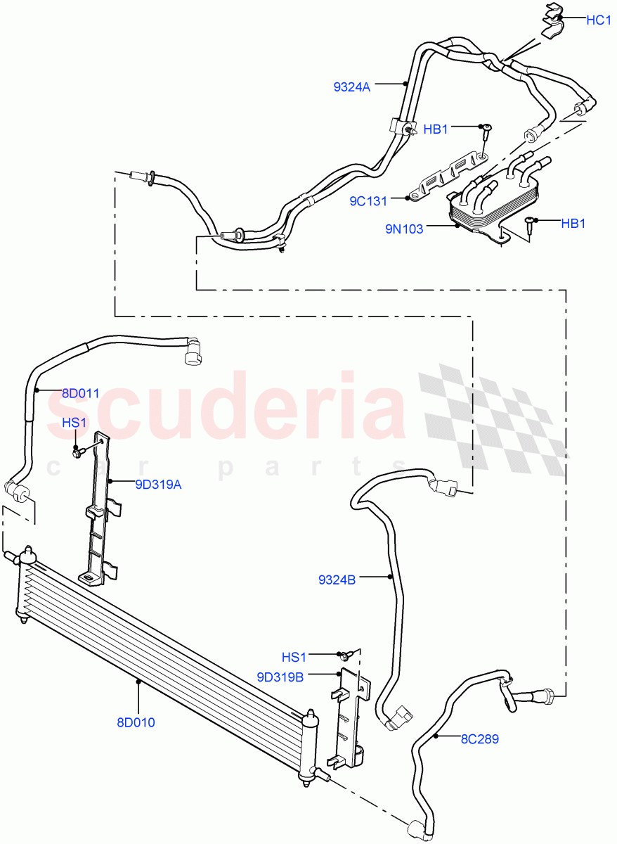 Fuel Cooler Assembly(4.4L DOHC DITC V8 Diesel) of Land Rover Land Rover Range Rover (2012-2021) [4.4 DOHC Diesel V8 DITC]