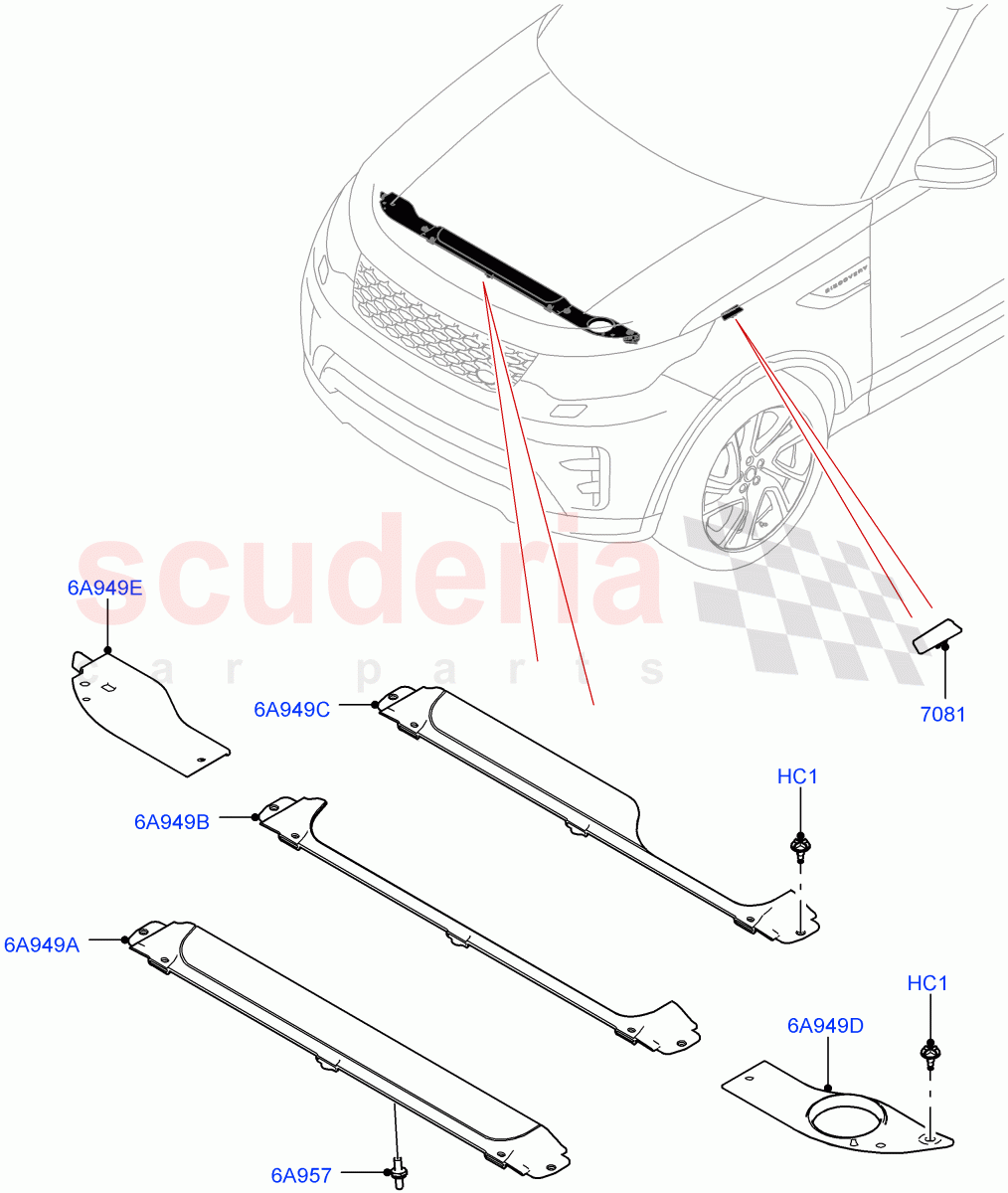 Engine Compartment - Covers(Solihull Plant Build)((V)FROMHA000001,(V)TOJA077749) of Land Rover Land Rover Discovery 5 (2017+) [3.0 I6 Turbo Petrol AJ20P6]