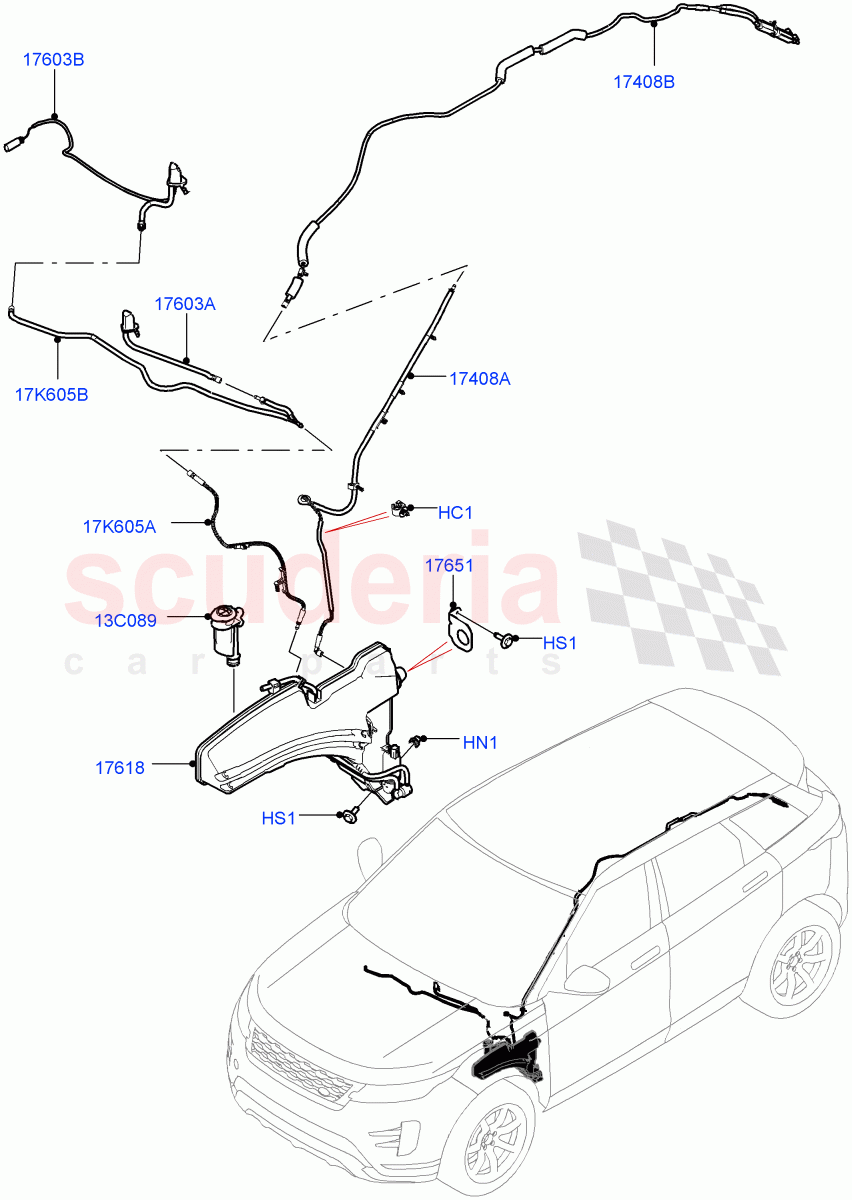 Windscreen Washer(Itatiaia (Brazil)) of Land Rover Land Rover Range Rover Evoque (2019+) [2.0 Turbo Petrol AJ200P]