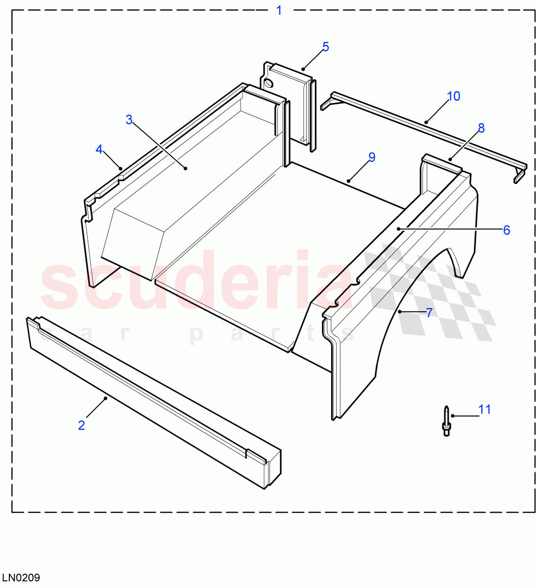 Rear Body Lower - Less Bulkhead (90" Wheelbase, Less Bulkhead) ((V) FROM7A000001) of Land Rover Land Rover Defender (2007-2016)