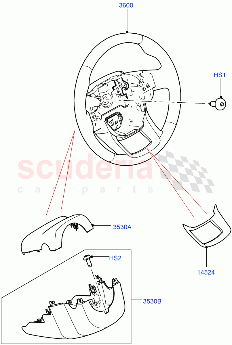 Steering Wheel(Halewood (UK))((V)FROMLH000001,(V)TOLH999999) of Land Rover Land Rover Discovery Sport (2015+) [1.5 I3 Turbo Petrol AJ20P3]