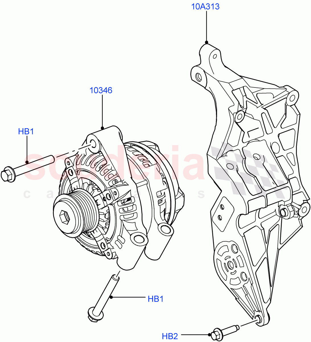 Alternator And Mountings (3.0L 24V DOHC V6 TC Diesel) ((V) FROMAA000001) of Land Rover Land Rover Range Rover Sport (2010-2013) [3.6 V8 32V DOHC EFI Diesel]