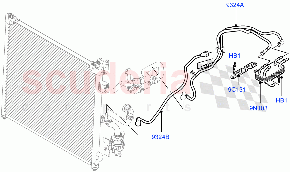 Fuel Cooler Assembly (Solihull Plant Build) (2.0L I4 DSL HIGH DOHC AJ200, 2.0L I4 DSL MID DOHC AJ200) ((V) FROMHA000001) of Land Rover Land Rover Range Rover Sport (2014+) [2.0 Turbo Diesel]