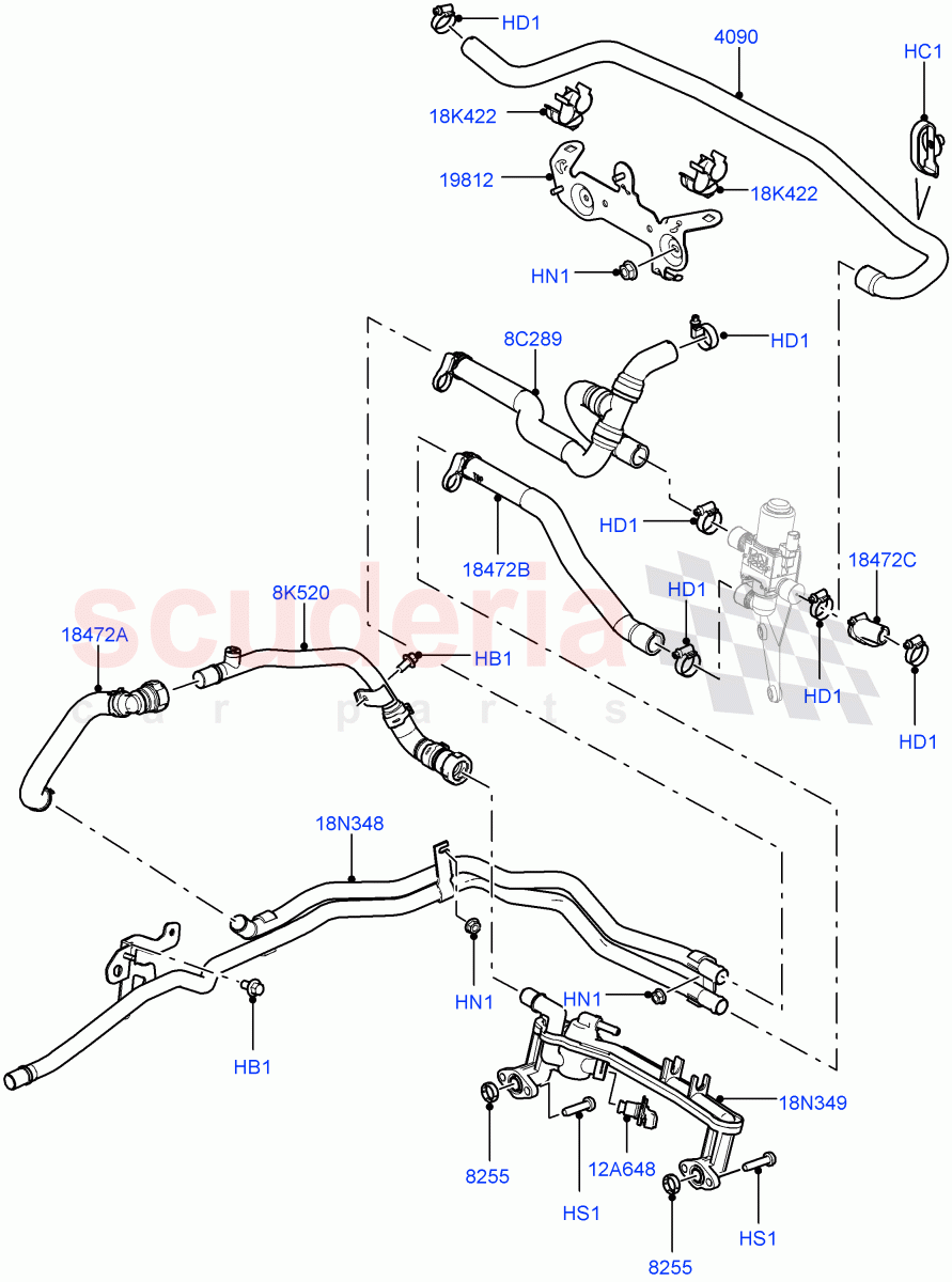 Heater Hoses(5.0L OHC SGDI SC V8 Petrol - AJ133,With Front Comfort Air Con (IHKA),Park Heating With Remote Control,5.0L OHC SGDI NA V8 Petrol - AJ133)((V)FROMAA000001) of Land Rover Land Rover Range Rover (2010-2012) [4.4 DOHC Diesel V8 DITC]
