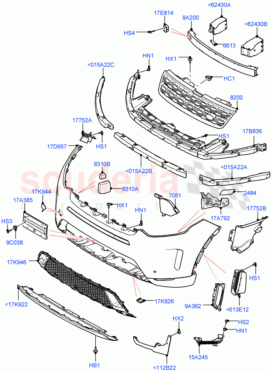 Radiator Grille And Front Bumper(Changsu (China),Front Bumper - Painted Body Colour)((V)FROMKG446857) of Land Rover Land Rover Discovery Sport (2015+) [2.0 Turbo Petrol AJ200P]