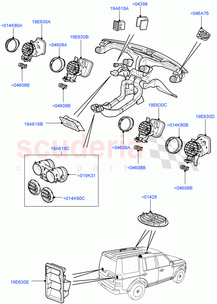 Air Vents, Louvres And Ducts(External Components)((V)FROMAA000001) of Land Rover Land Rover Discovery 4 (2010-2016) [2.7 Diesel V6]