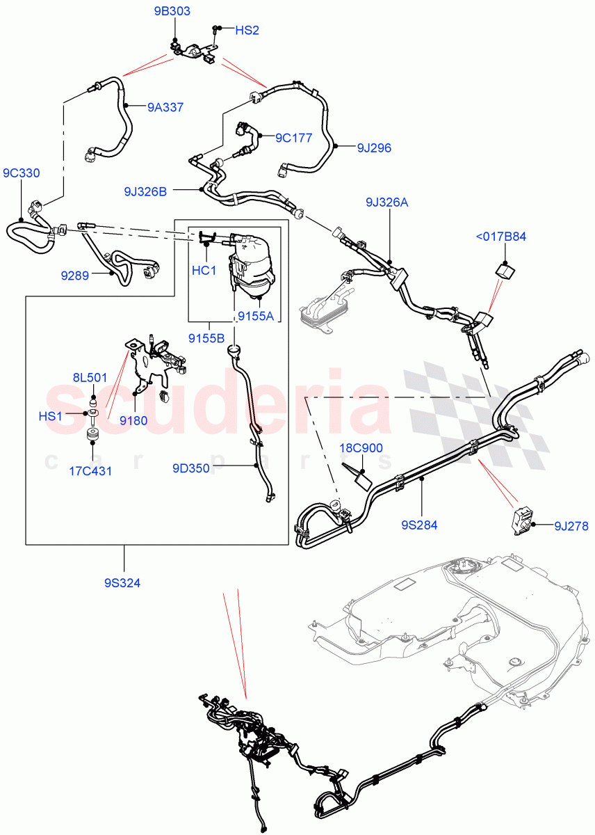 Fuel Lines (2.0L I4 DSL HIGH DOHC AJ200) ((V) FROMHA000001) of Land Rover Land Rover Range Rover Sport (2014+) [2.0 Turbo Diesel]