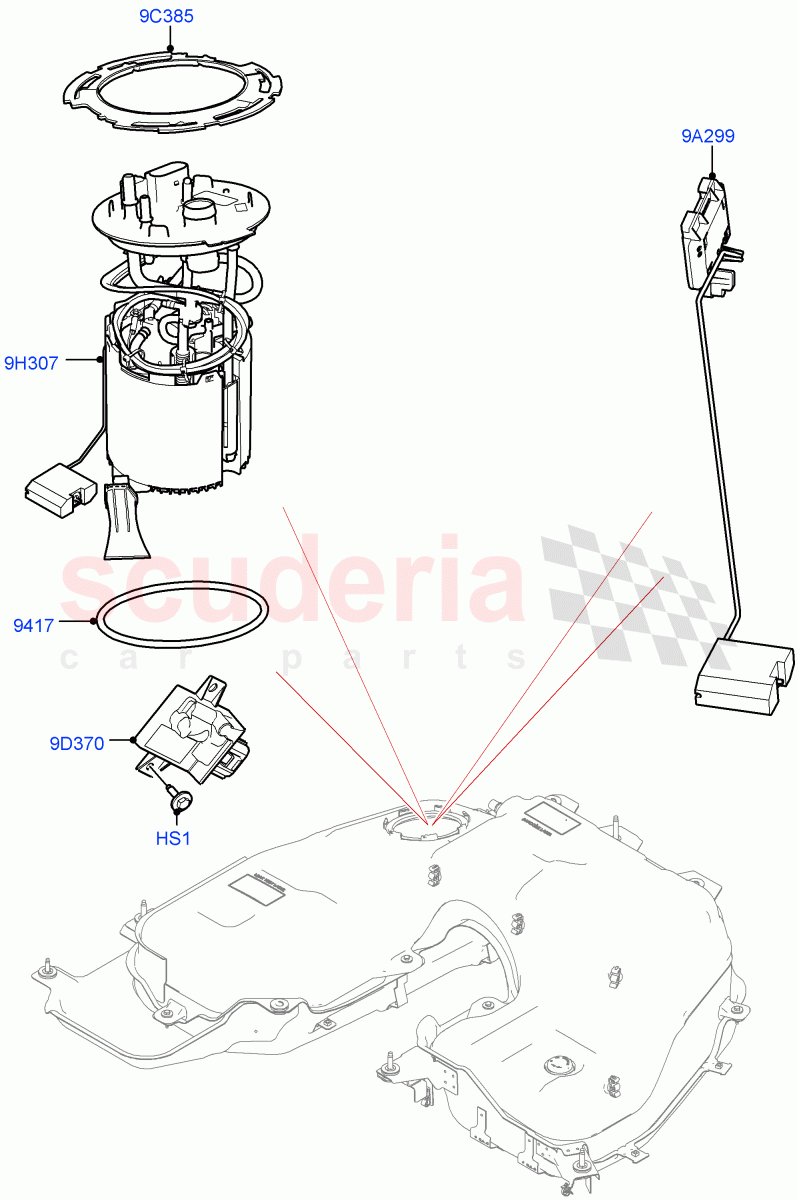 Fuel Pump And Sender Unit(Nitra Plant Build)(3.0L DOHC GDI SC V6 PETROL)((V)FROMK2000001) of Land Rover Land Rover Discovery 5 (2017+) [3.0 DOHC GDI SC V6 Petrol]