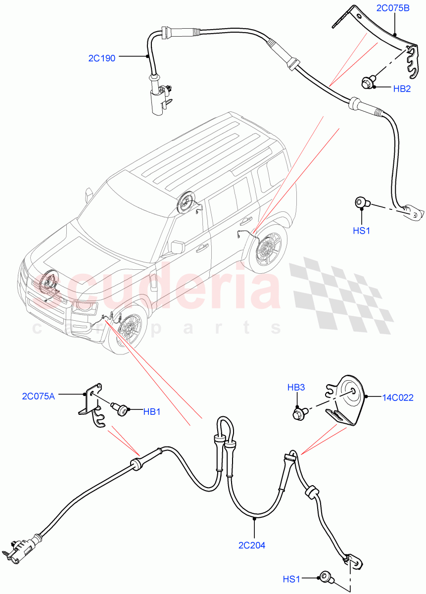 ABS Sensors (ABS/Speed Sensor) of Land Rover Land Rover Defender (2020+) [3.0 I6 Turbo Petrol AJ20P6]