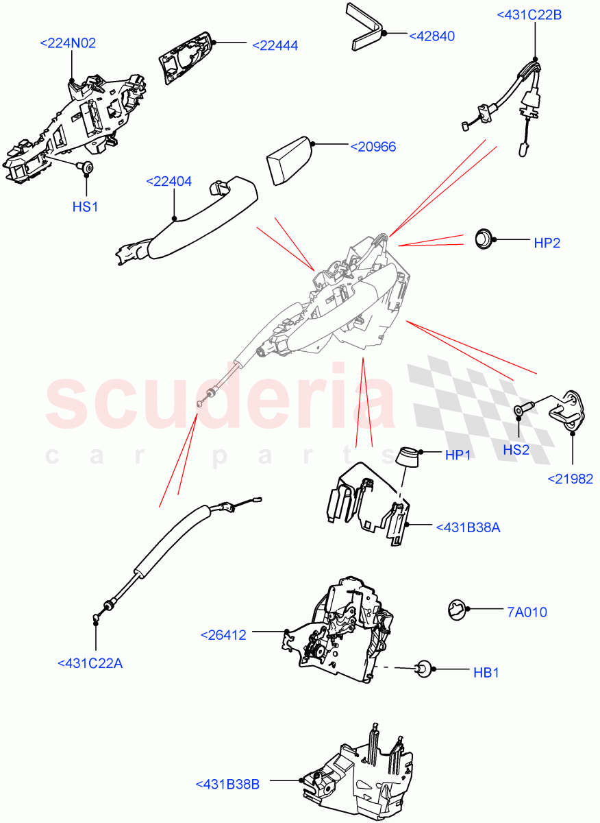 Rear Door Lock Controls(Standard Wheelbase)((V)TON2999999) of Land Rover Land Rover Defender (2020+) [2.0 Turbo Diesel]