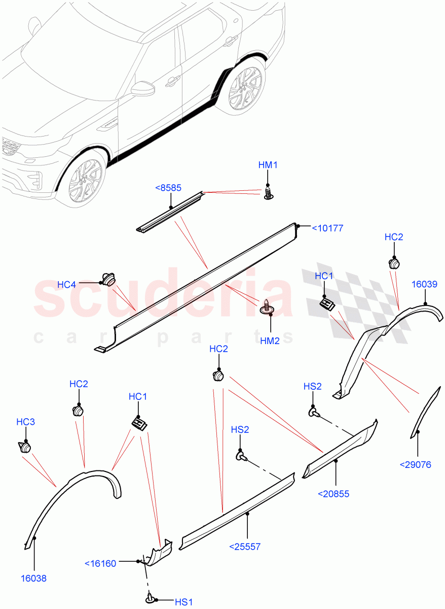 Body Mouldings(Nitra Plant Build)((V)FROMK2000001) of Land Rover Land Rover Discovery 5 (2017+) [3.0 Diesel 24V DOHC TC]