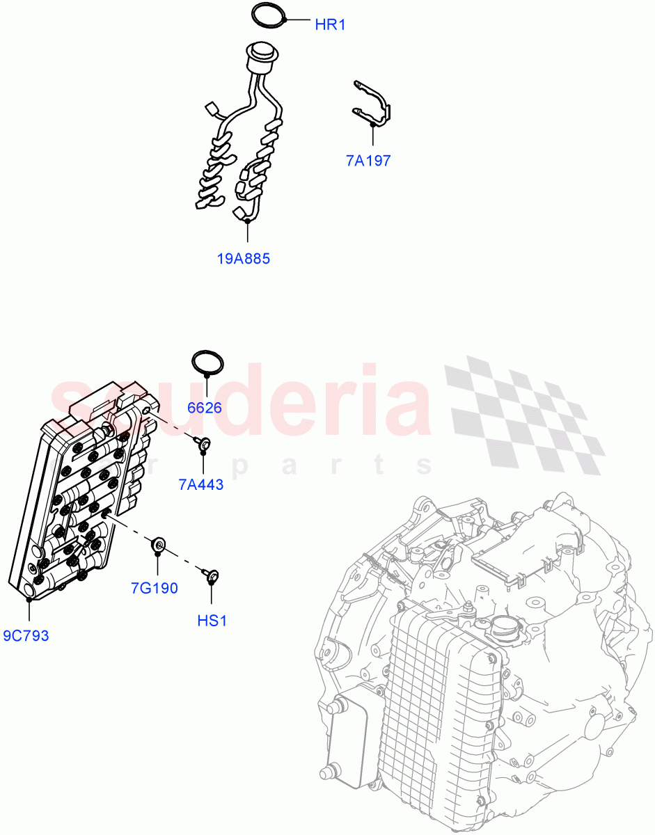 Valve Body - Main Control & Servo's (1.5L AJ20P3 Petrol High PHEV, 8 Speed Automatic Trans 8G30, Halewood (UK), 1.5L AJ20P3 Petrol High) ((V) FROMLH000001) of Land Rover Land Rover Range Rover Evoque (2019+) [2.0 Turbo Petrol AJ200P]