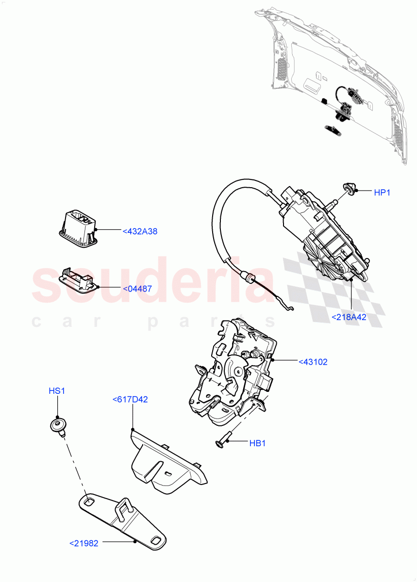 Luggage Compt/Tailgte Lock Controls(Nitra Plant Build)((V)FROMK2000001) of Land Rover Land Rover Discovery 5 (2017+) [3.0 I6 Turbo Petrol AJ20P6]