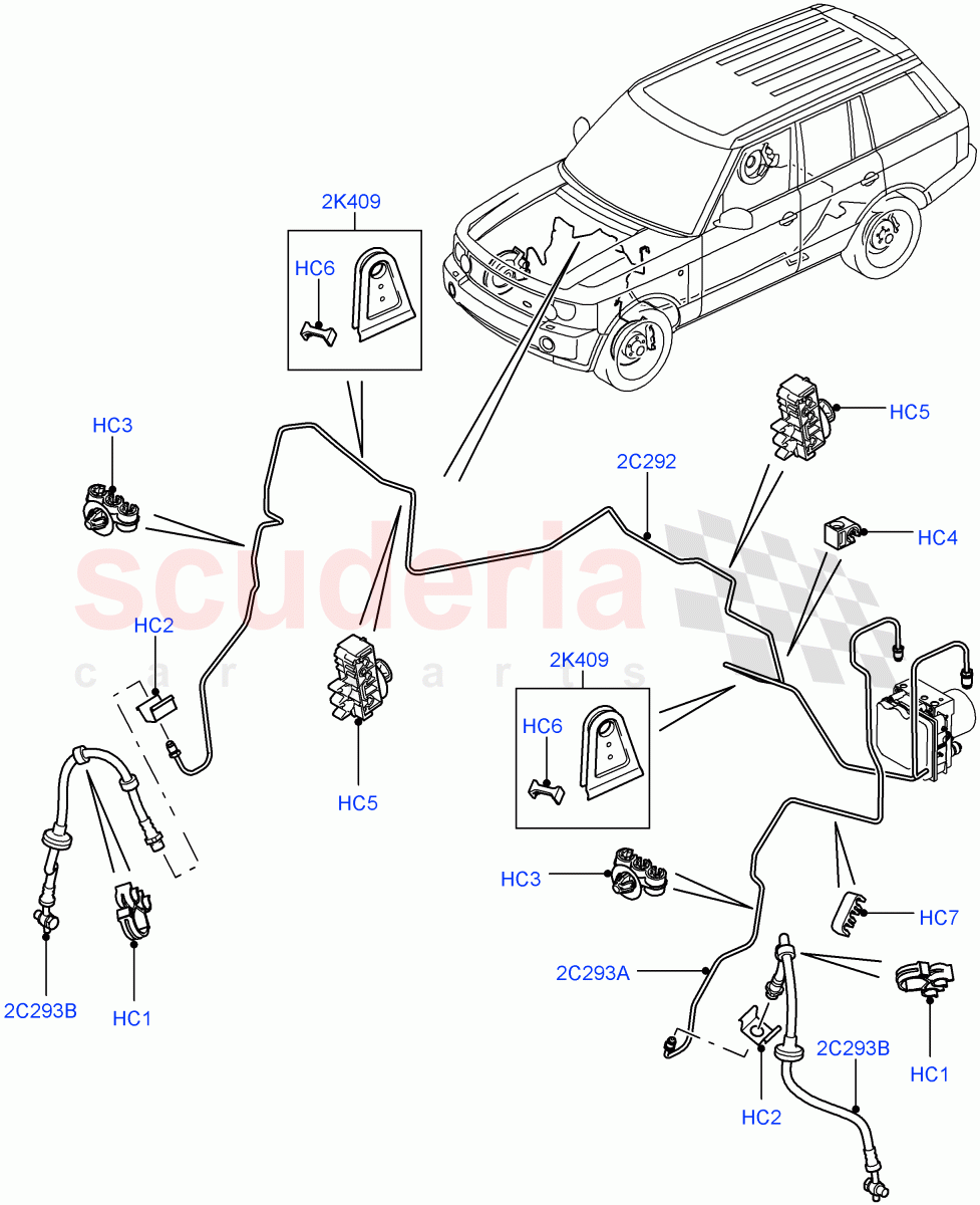 Front Brake Pipes(LHD)((V)FROMAA000001) of Land Rover Land Rover Range Rover (2010-2012) [5.0 OHC SGDI NA V8 Petrol]