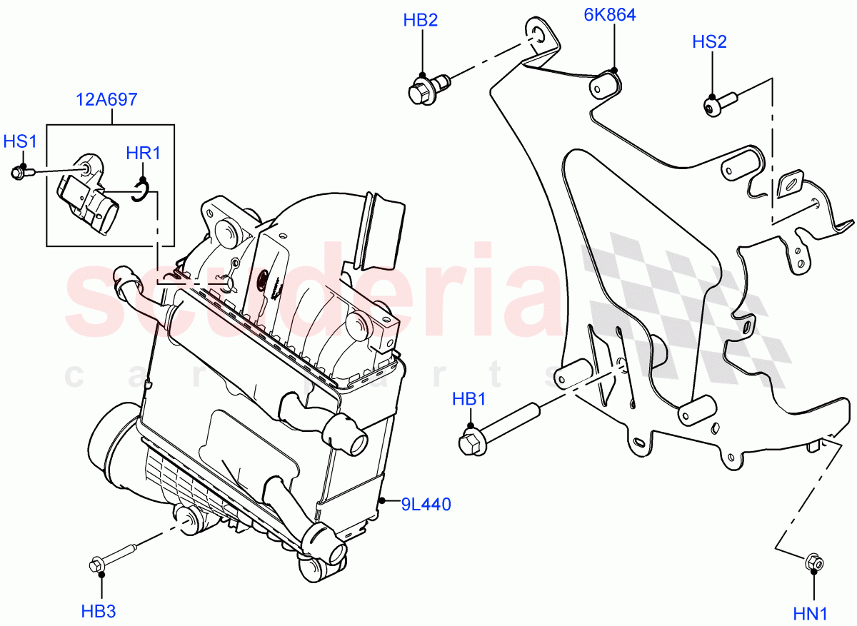 Intercooler/Air Ducts And Hoses(Main Unit)(2.0L AJ200P Hi PHEV)((V)FROMJA000001) of Land Rover Land Rover Range Rover Sport (2014+) [2.0 Turbo Petrol AJ200P]