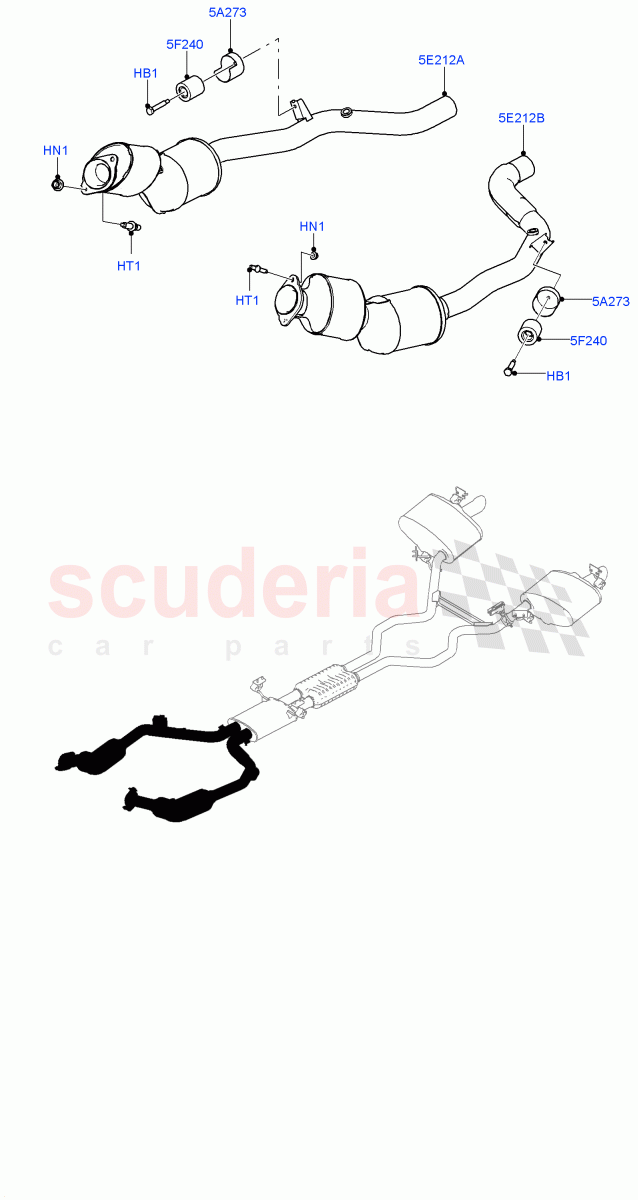 Front Exhaust System(Nitra Plant Build)(3.0L DOHC GDI SC V6 PETROL,Beijing 6 Petrol Emission)((V)FROMK2000001) of Land Rover Land Rover Discovery 5 (2017+) [3.0 DOHC GDI SC V6 Petrol]