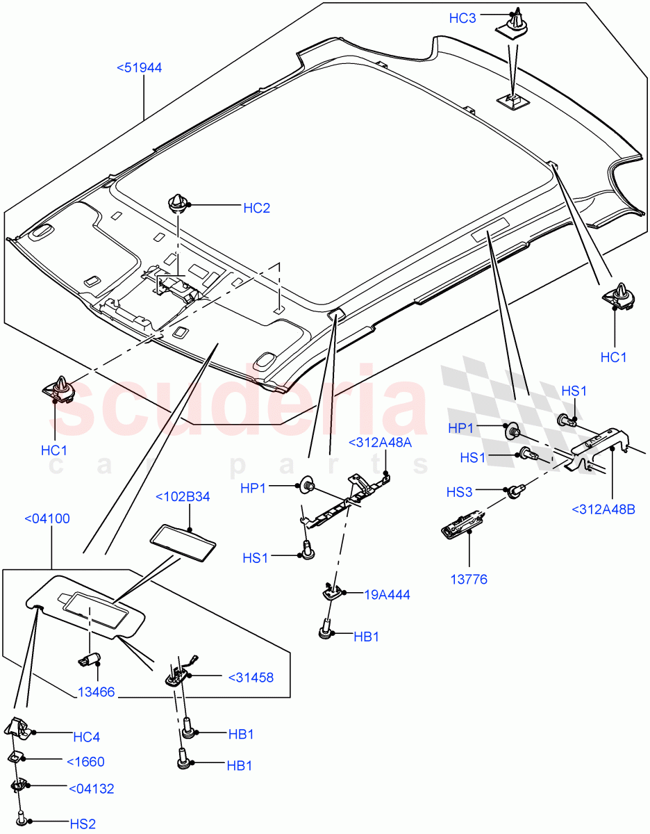 Headlining And Sun Visors (Changsu (China)) ((V) FROMEG000001) of Land Rover Land Rover Range Rover Evoque (2012-2018) [2.0 Turbo Diesel]