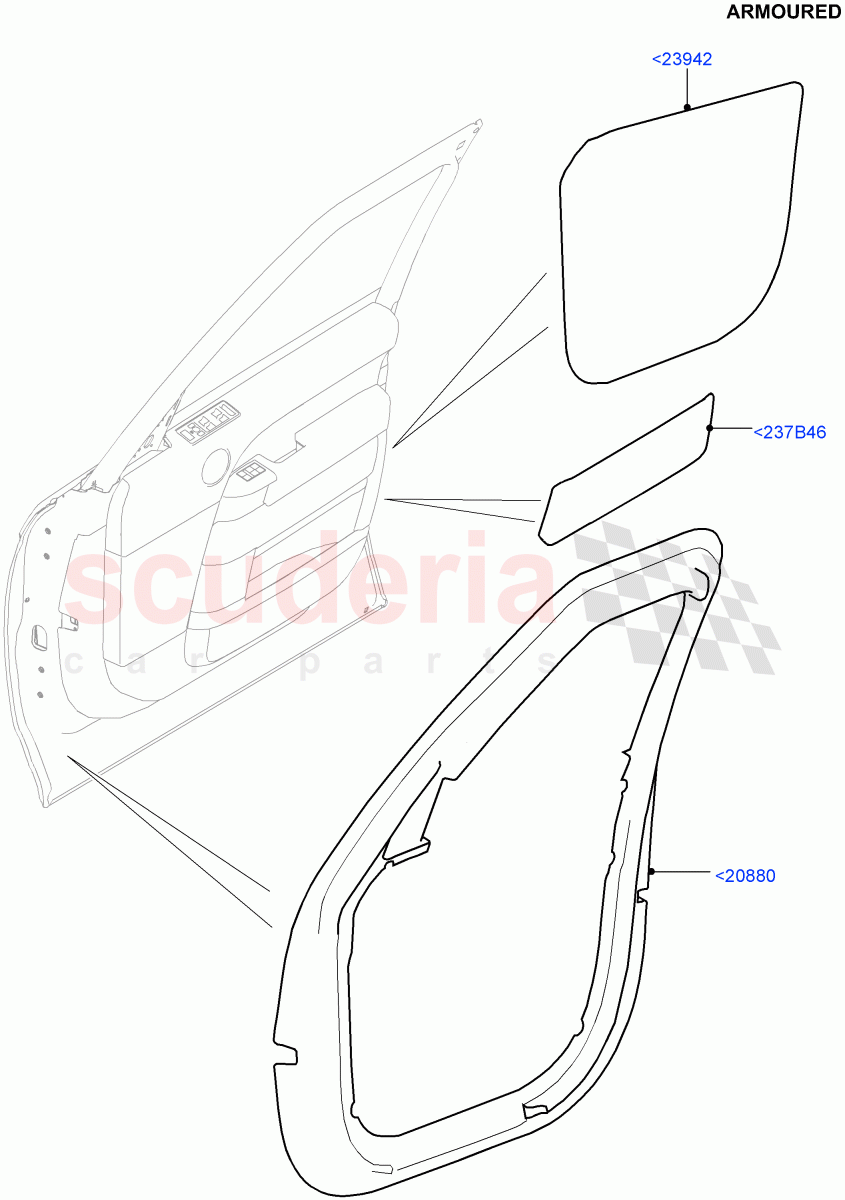 Front Door Trim Installation(Armoured)((V)FROMEA000001) of Land Rover Land Rover Range Rover (2012-2021) [3.0 I6 Turbo Diesel AJ20D6]