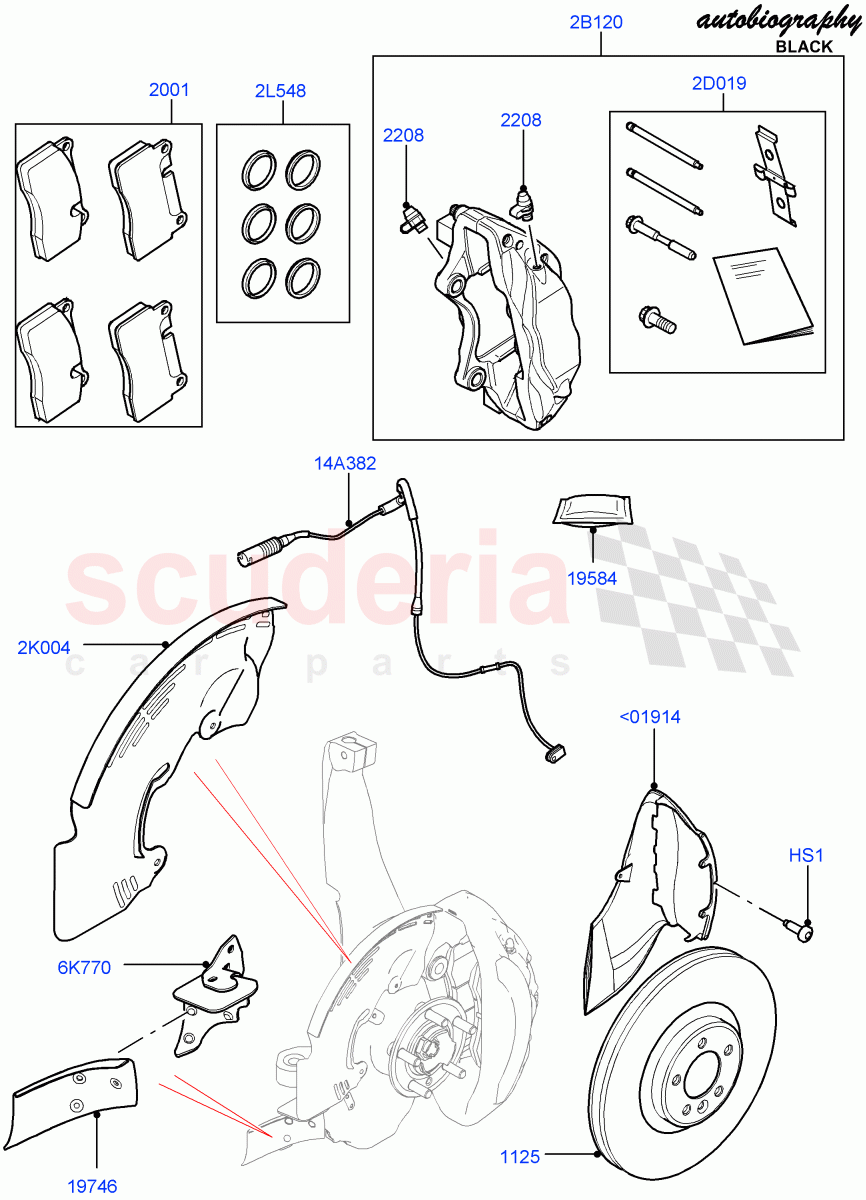 Front Brake Discs And Calipers(Autobiography Black / SV Autobiography)(Limited Package,Brake Calipers - Red,Less Version Package,Brake Calipers - Black)((V)FROMGA000001) of Land Rover Land Rover Range Rover (2012-2021) [3.0 I6 Turbo Diesel AJ20D6]