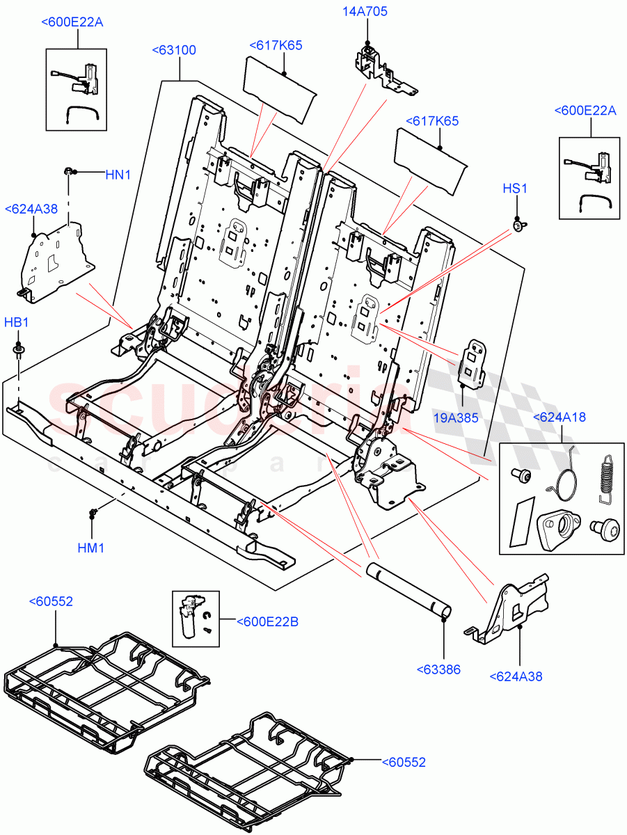 Rear Seat Base(Solihull Plant Build, Row 3)(Version - Core,With 7 Seat Configuration)((V)FROMHA000001) of Land Rover Land Rover Discovery 5 (2017+) [3.0 I6 Turbo Diesel AJ20D6]