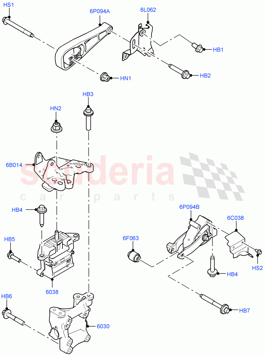 Engine Mounting(2.0L AJ20D4 Diesel Mid PTA,Itatiaia (Brazil))((V)FROMLT000001) of Land Rover Land Rover Discovery Sport (2015+) [2.0 Turbo Petrol AJ200P]