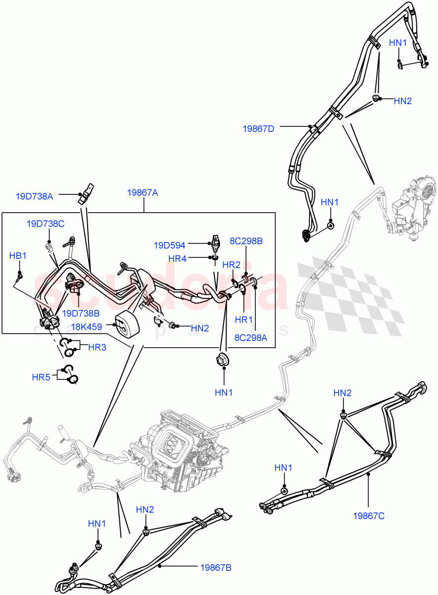 Air Conditioning System (Itatiaia (Brazil), Climate Control - Chiller Unit, Air Conditioning Refrigerant-R134A) ((V) FROMGT000001) of Land Rover Land Rover Discovery Sport (2015+) [2.0 Turbo Diesel]