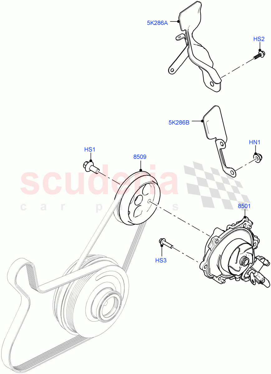 Water Pump (2.0L AJ20P4 Petrol High PTA, Halewood (UK), Electric Engine Battery-MHEV, 2.0L AJ20P4 Petrol Mid PTA, 2.0L AJ20P4 Petrol E100 PTA) of Land Rover Land Rover Range Rover Evoque (2019+) [2.0 Turbo Petrol AJ200P]
