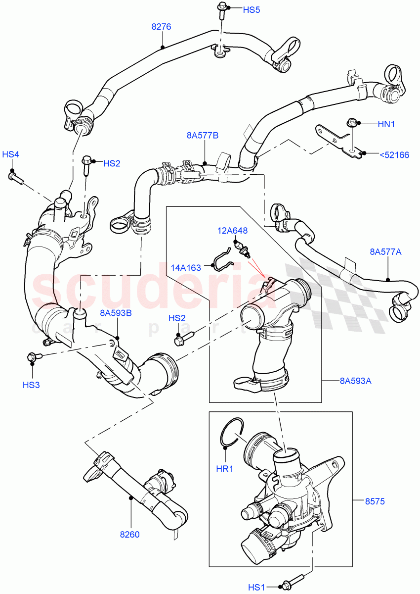 Thermostat/Housing & Related Parts(3.0L AJ20P6 Petrol High)((V)FROMKA000001) of Land Rover Land Rover Range Rover Velar (2017+) [3.0 I6 Turbo Petrol AJ20P6]