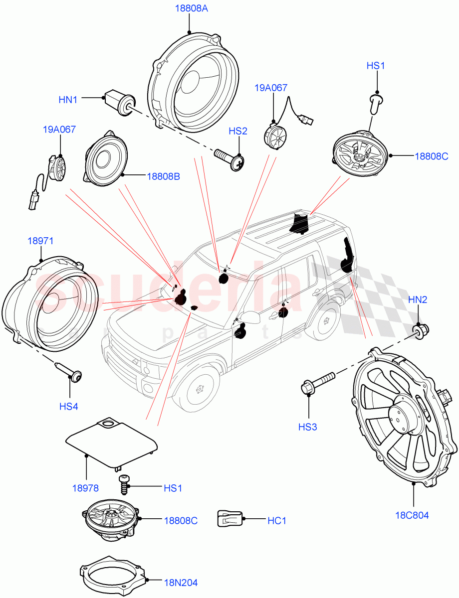 Speakers(Premium Audio 1280 W)((V)FROMCA000001) of Land Rover Land Rover Discovery 4 (2010-2016) [2.7 Diesel V6]