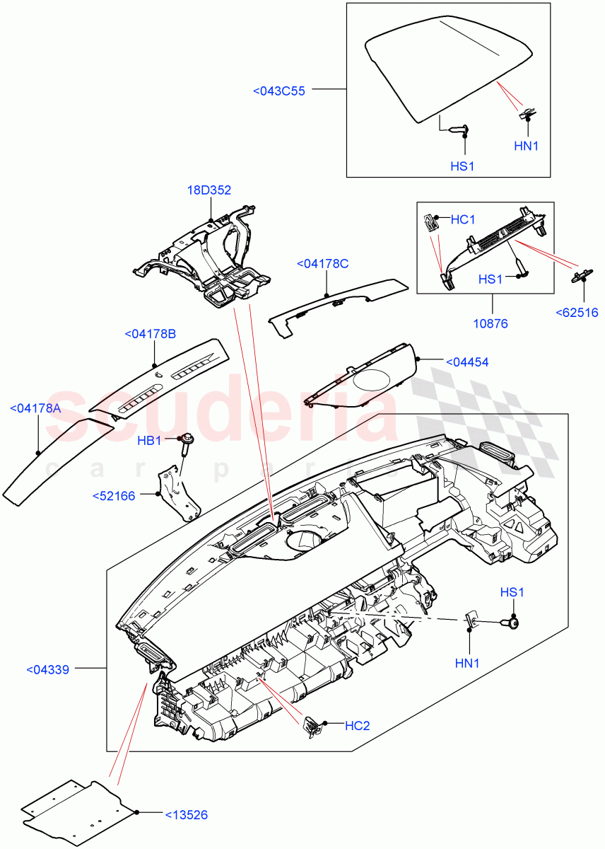 Instrument Panel(External Components, Upper)(Less Head Up Display) of Land Rover Land Rover Range Rover Velar (2017+) [5.0 OHC SGDI SC V8 Petrol]