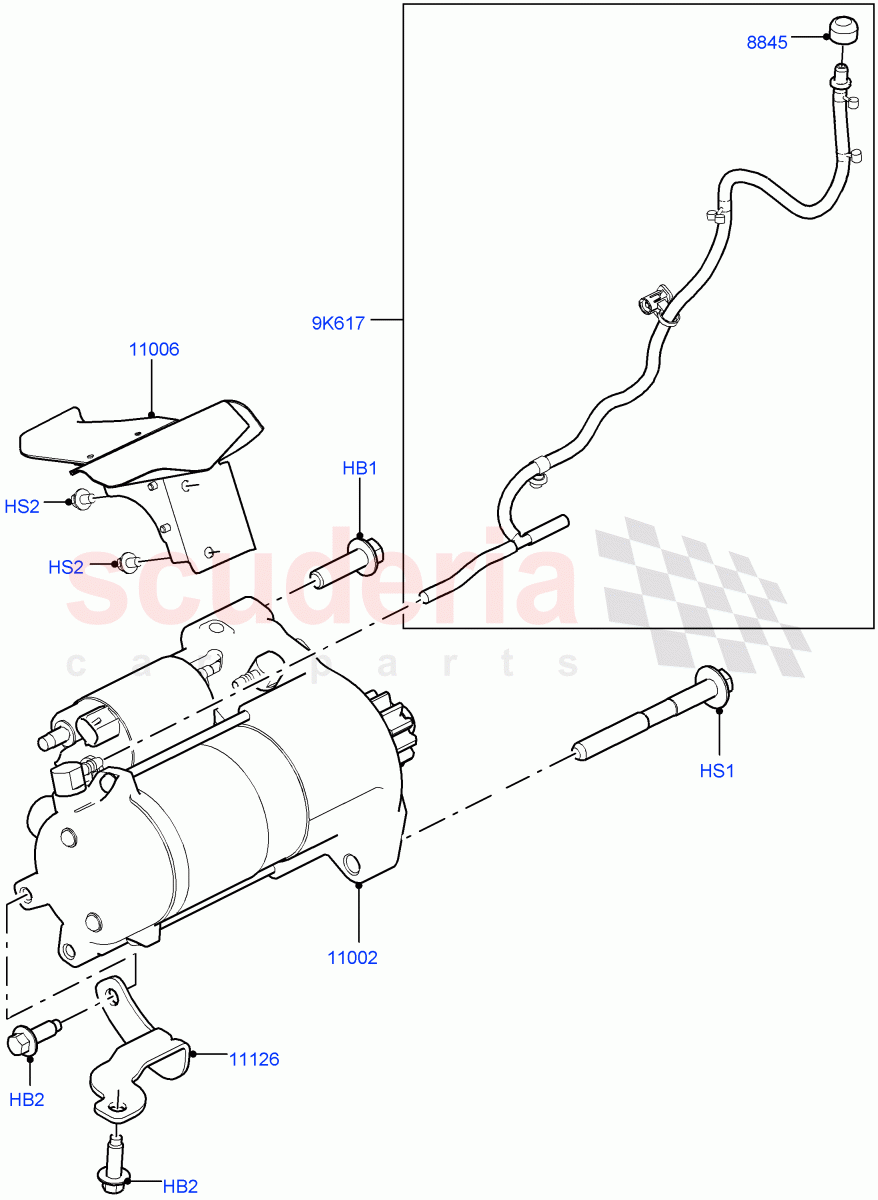 Starter Motor (5.0 Petrol AJ133 DOHC CDA, Starter - Stop/Start System, 5.0L P AJ133 DOHC CDA S/C Enhanced) ((V) FROMJA000001) of Land Rover Land Rover Range Rover (2012-2021) [5.0 OHC SGDI SC V8 Petrol]
